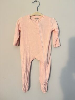 Simple Pink Footed One-Piece Zipper Pajama baby girl soft bamboo 3-6M summer